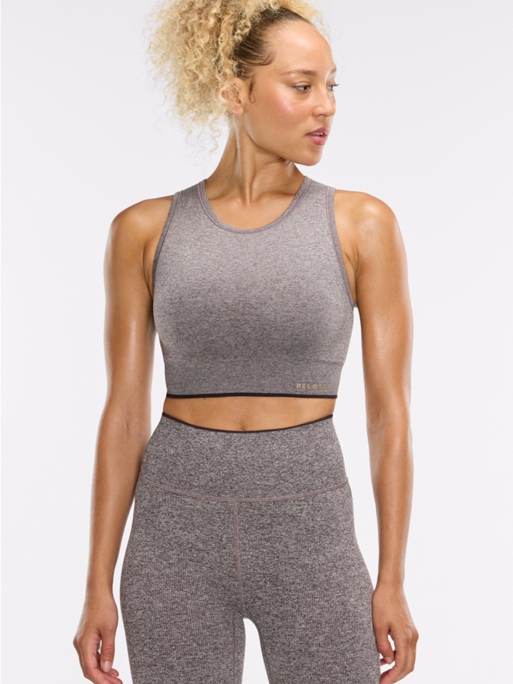 NWT Peloton Gray Ribbed High Neck Fashion Bra.  Size M/L